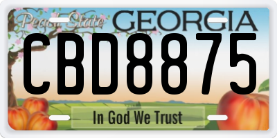 GA license plate CBD8875