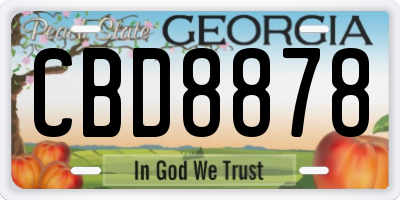 GA license plate CBD8878
