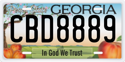 GA license plate CBD8889
