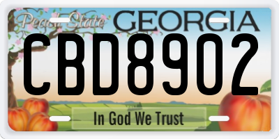GA license plate CBD8902
