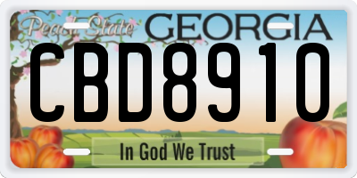 GA license plate CBD8910