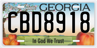 GA license plate CBD8918