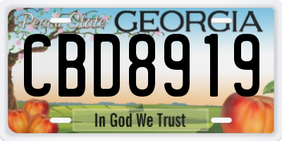 GA license plate CBD8919