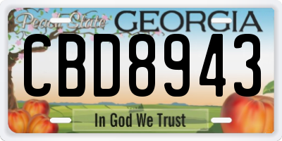 GA license plate CBD8943