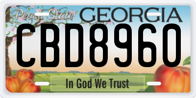 GA license plate CBD8960