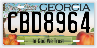 GA license plate CBD8964