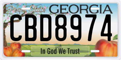 GA license plate CBD8974
