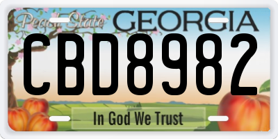 GA license plate CBD8982