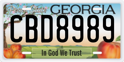 GA license plate CBD8989