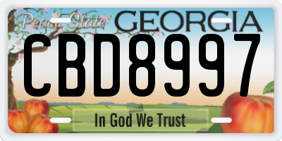 GA license plate CBD8997