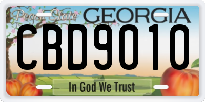 GA license plate CBD9010