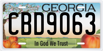 GA license plate CBD9063