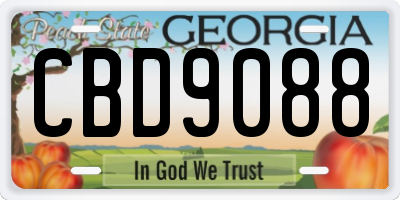 GA license plate CBD9088