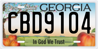 GA license plate CBD9104