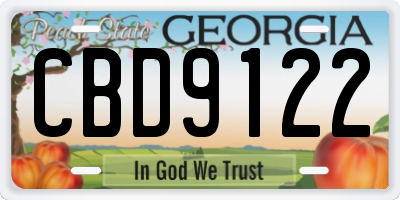 GA license plate CBD9122