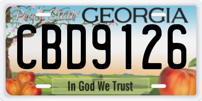 GA license plate CBD9126