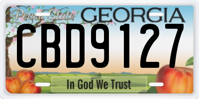 GA license plate CBD9127