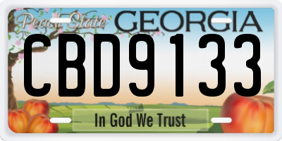 GA license plate CBD9133