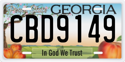 GA license plate CBD9149