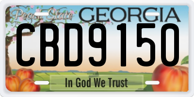 GA license plate CBD9150