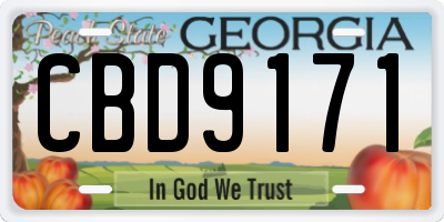 GA license plate CBD9171