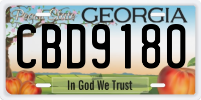 GA license plate CBD9180