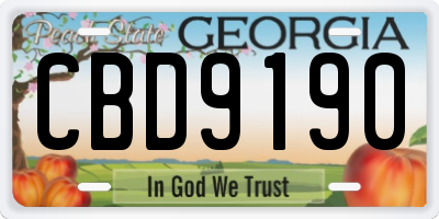 GA license plate CBD9190