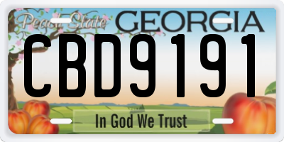 GA license plate CBD9191