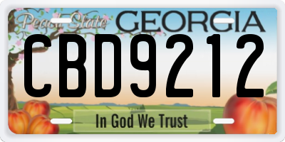 GA license plate CBD9212