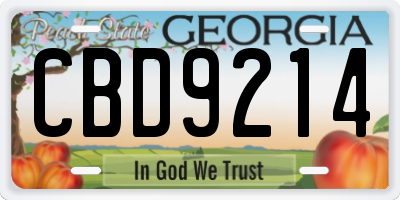 GA license plate CBD9214