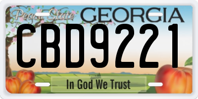 GA license plate CBD9221