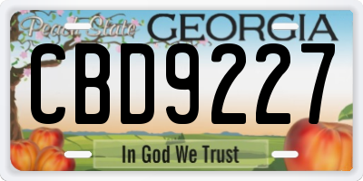 GA license plate CBD9227