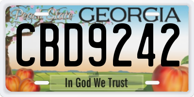 GA license plate CBD9242