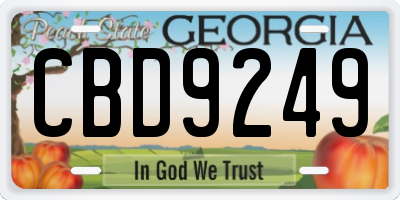 GA license plate CBD9249