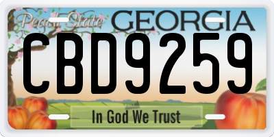 GA license plate CBD9259