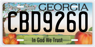GA license plate CBD9260