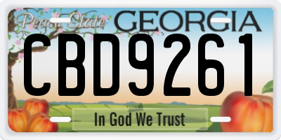 GA license plate CBD9261