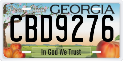 GA license plate CBD9276