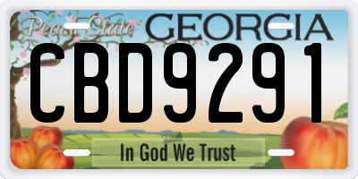 GA license plate CBD9291