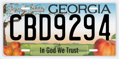 GA license plate CBD9294