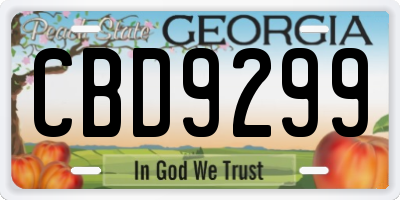 GA license plate CBD9299