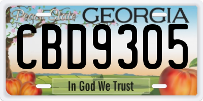 GA license plate CBD9305