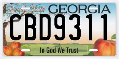 GA license plate CBD9311