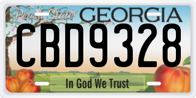 GA license plate CBD9328