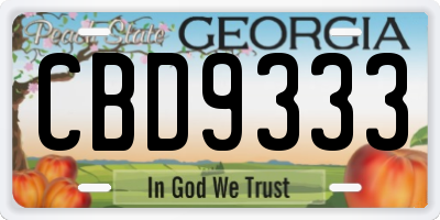 GA license plate CBD9333