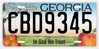 GA license plate CBD9345