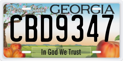 GA license plate CBD9347