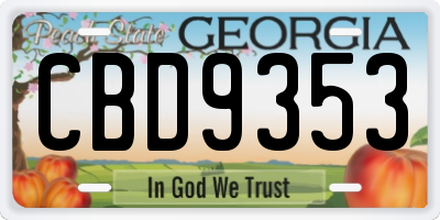 GA license plate CBD9353