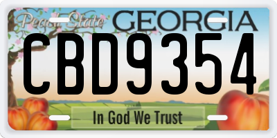 GA license plate CBD9354