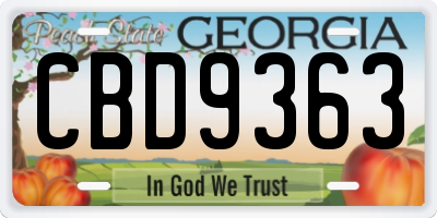 GA license plate CBD9363